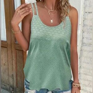 Army Green Eyelet Top Shirt Size 4